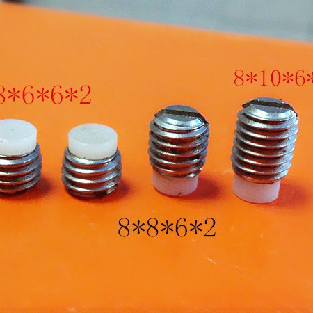 胶头开槽顶丝,不锈钢顶丝带胶头,一字槽机米有白色硬胶头