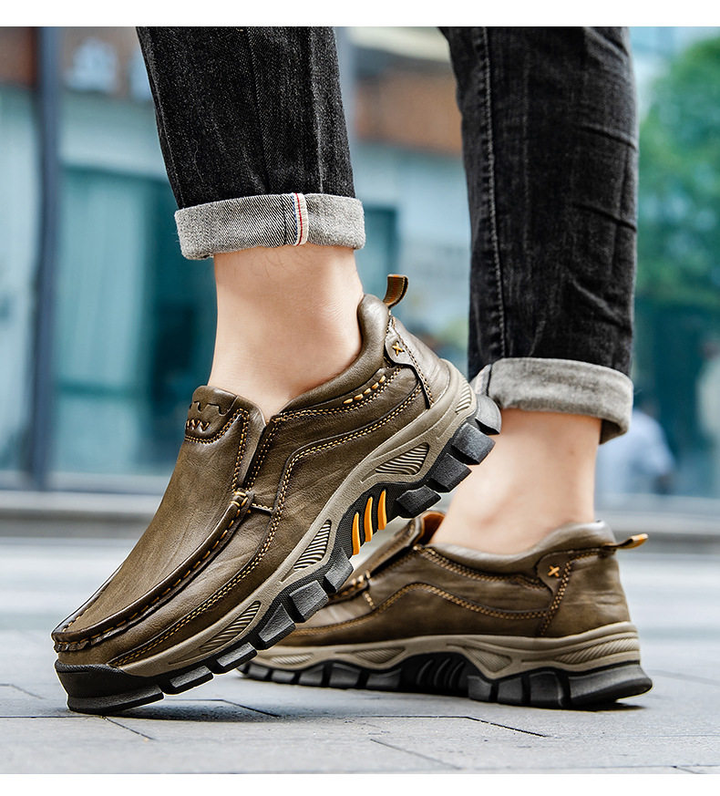 Giày da nam cỡ lớn mũi tròn đế bằng, giày dã ngoại leo núi thường ngày — 55330 màu kaki, 55330 màu đen, 55330 nâu đỏ, 55331 màu kaki chi tiết 9