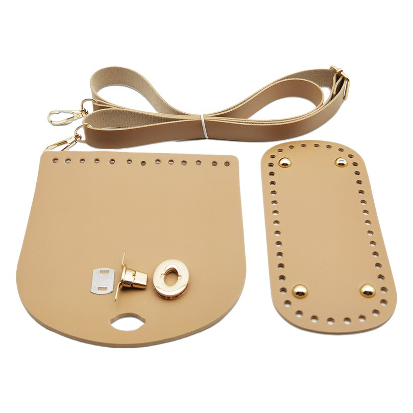 Hot-Selling Handmade Bag Leather Accessories Pu Shoulder Strap Bag Bottom Bag Cover Glossy Three-Piece Set DIY Crochet Homemade Woven Bag