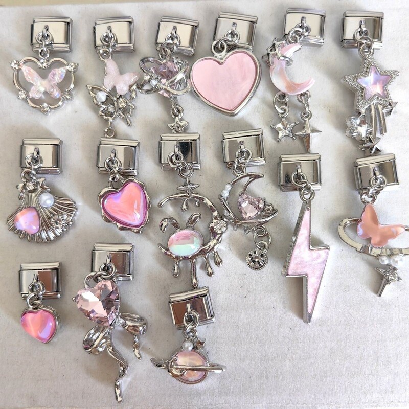 Cross-Border Charms Module Charm Bracelet Handmade Colored Diamond Pendant Personalized Butterfly Moon DIY Module Bracelet Cross-Border Charms Module Charm Bracelet Handmade Colored Diamond Pendant Personalized Butterfly Moon DIY Module Bracelet