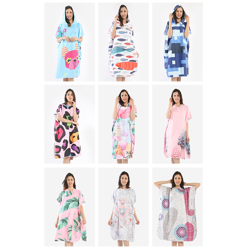 Adultos personalizados de doble cara veloz secado capa capa capa natación chal de playa impresión digital absorción bata de baño