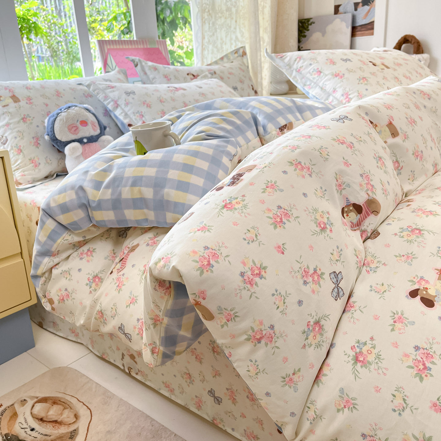 ins cubierta de edredón de algodón 150x200x230 cubierta de edredón de algodón 1m5 conjunto de edredón de cuatro piezas