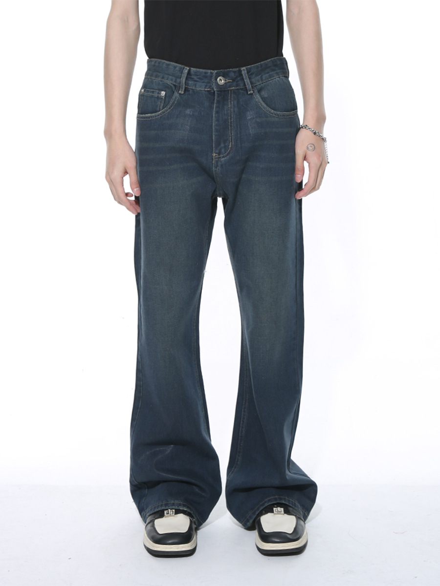 MTLCLOTHES Hombres| Revestimiento de cera americana azul microplacer delgado deslizante lavable jeans moda