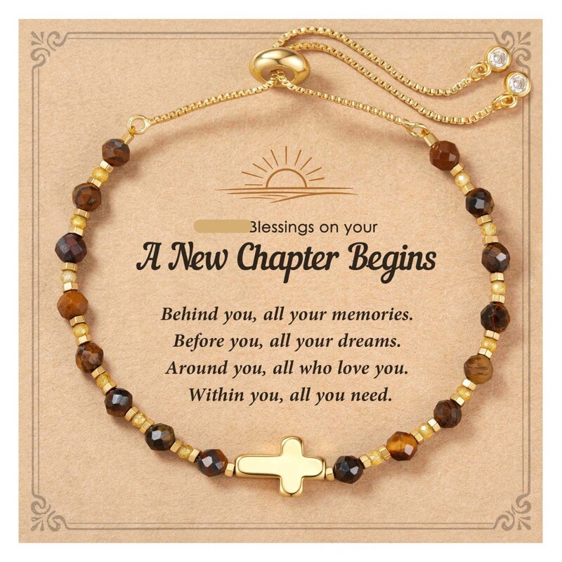 Amazon cross-border new product: Women's gold cross bracelet with faceted yellow tiger eye beads, adjustable bracelet Amazon cross-border new product: Women's gold cross bracelet with faceted yellow tiger eye beads, adjustable bracelet