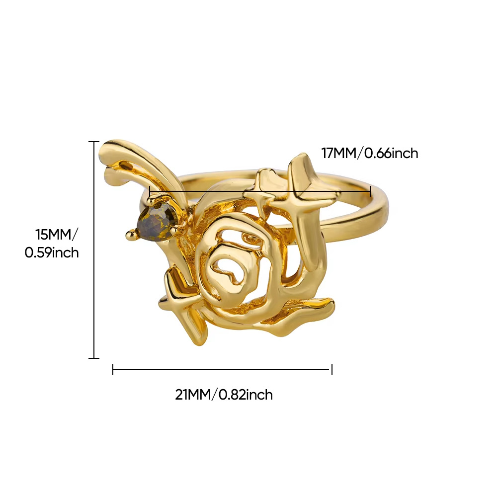 6g Weight Open Rings Classification Adjustable, One Size Ring Size 1 Piece Quantity Daily, Street Occasion Copper Material Star, Flower Pattern All Seasons Season Women's Gender Elegant, Lady Style Wholesale Jewelry Elegant Lady Star Flower Copper Open Rings 7
