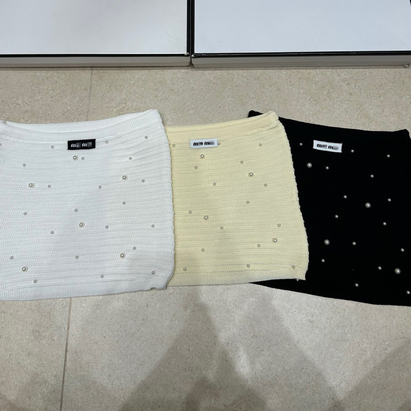 Trendy Brand Knitted m Letter Pearl Sleeveless Tube Top Slim Fit Versatile Women's Tank Top 2026 Summer New Style