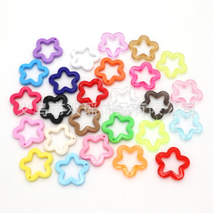 DIY handmade beaded material accessories acrylic multi-color mixed color hollow five-pointed star bag key ring pendant