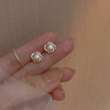 925银针韩国淡水珍珠耳钉女2022年新款潮耳饰法式高级感轻奢耳环