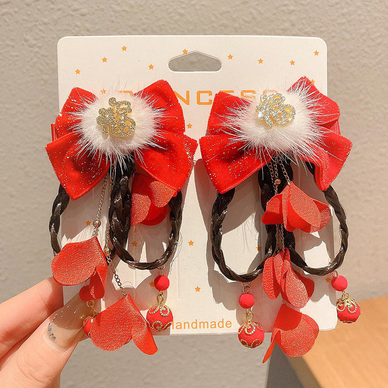 Horquillas Chinas Tradicionales para Niños, Materiales Mixtos, Decorativo, Con Borlas, para Hanfu y Año Nuevo