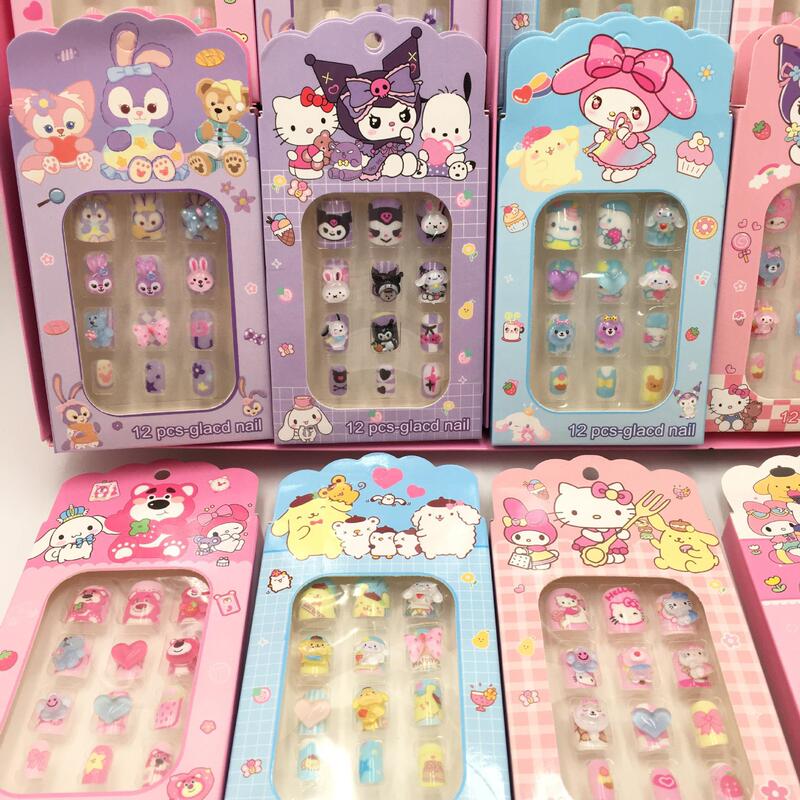 Anime Sanrio Family Manicure Kolomi Pudding Dog Melody Purple Rabbit Strawberry Bear Stereoscopic Nail