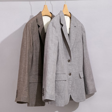 亚麻小西装女高级感显瘦气质百搭宽松简约通勤西服外套25春夏新款