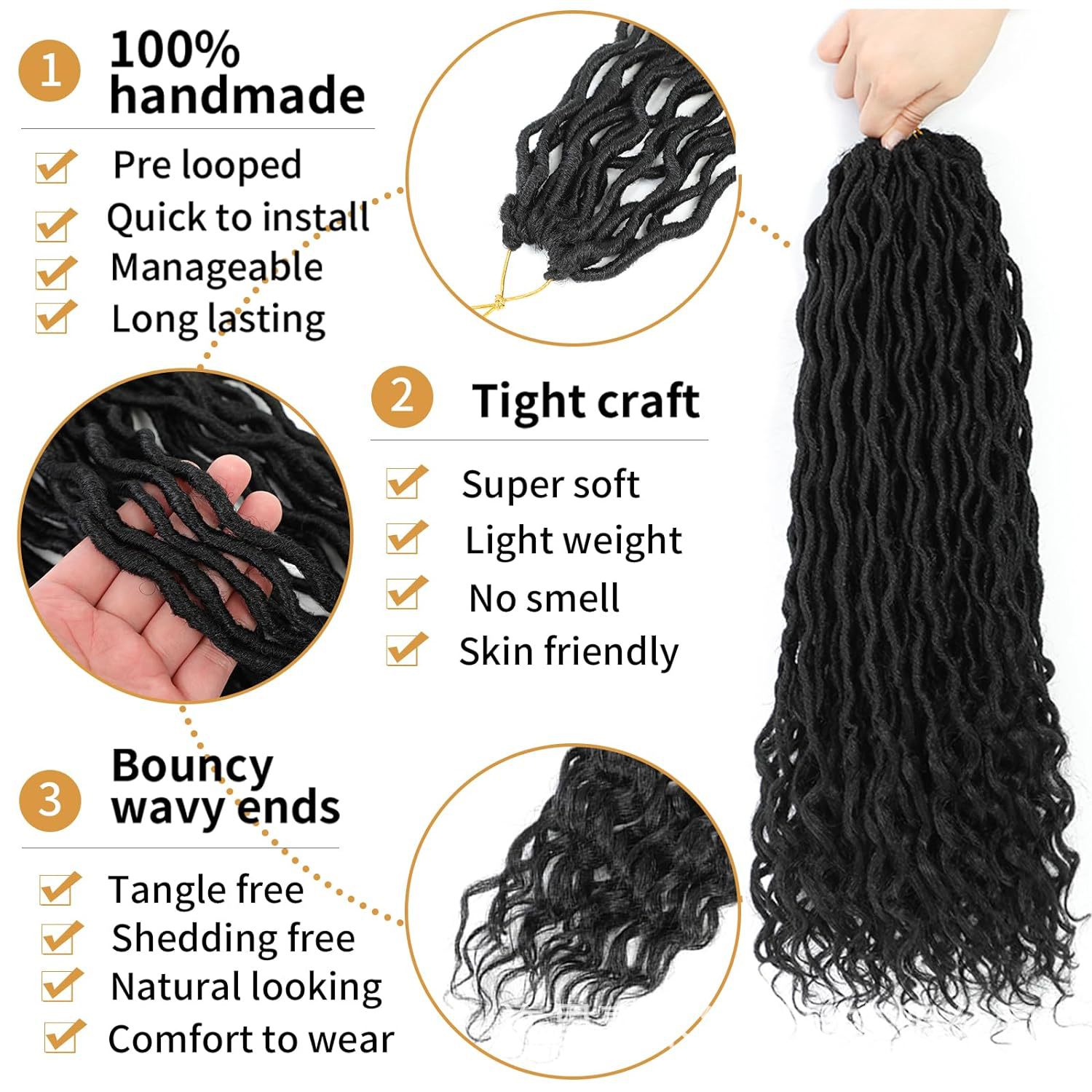 Europa y los Estados Unidos comercio exterior transfronterizo nuevo ganchillo cabello de la diosa locs 18 pulgadas curva superior y curva inferior cola dispersa