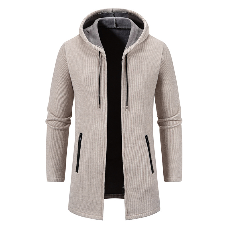 (Cross-border trading), long knitted hoody for boys, sweater, trench coat, cardigan, Amazon, mid-length, plus size 2