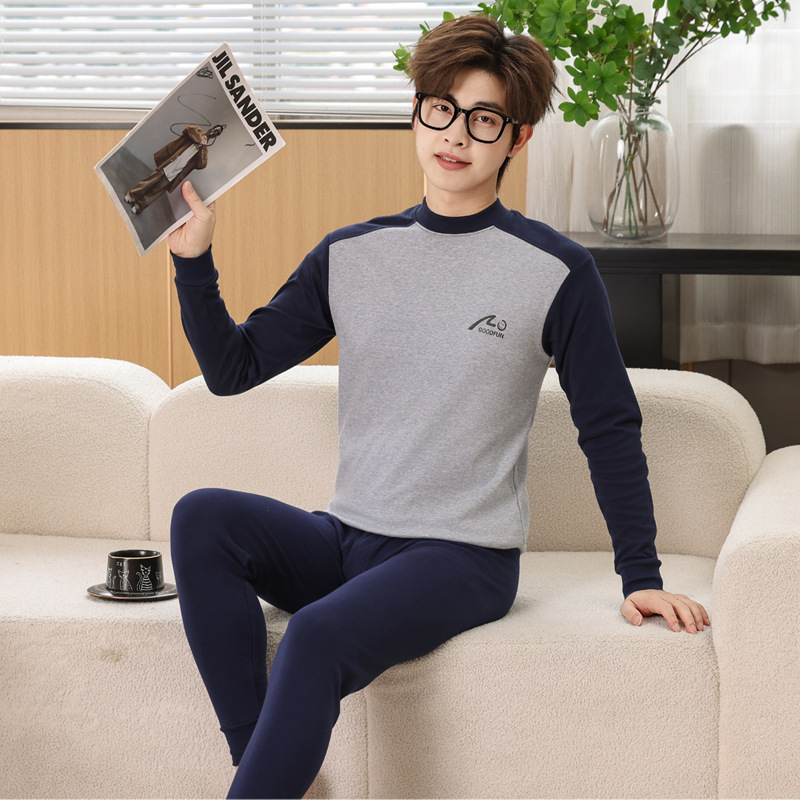 Pantalones de otoño para niños gordos para aumentar el peso pijamas para niños pijamas para niños mayores ropa interior cálida set de algodón