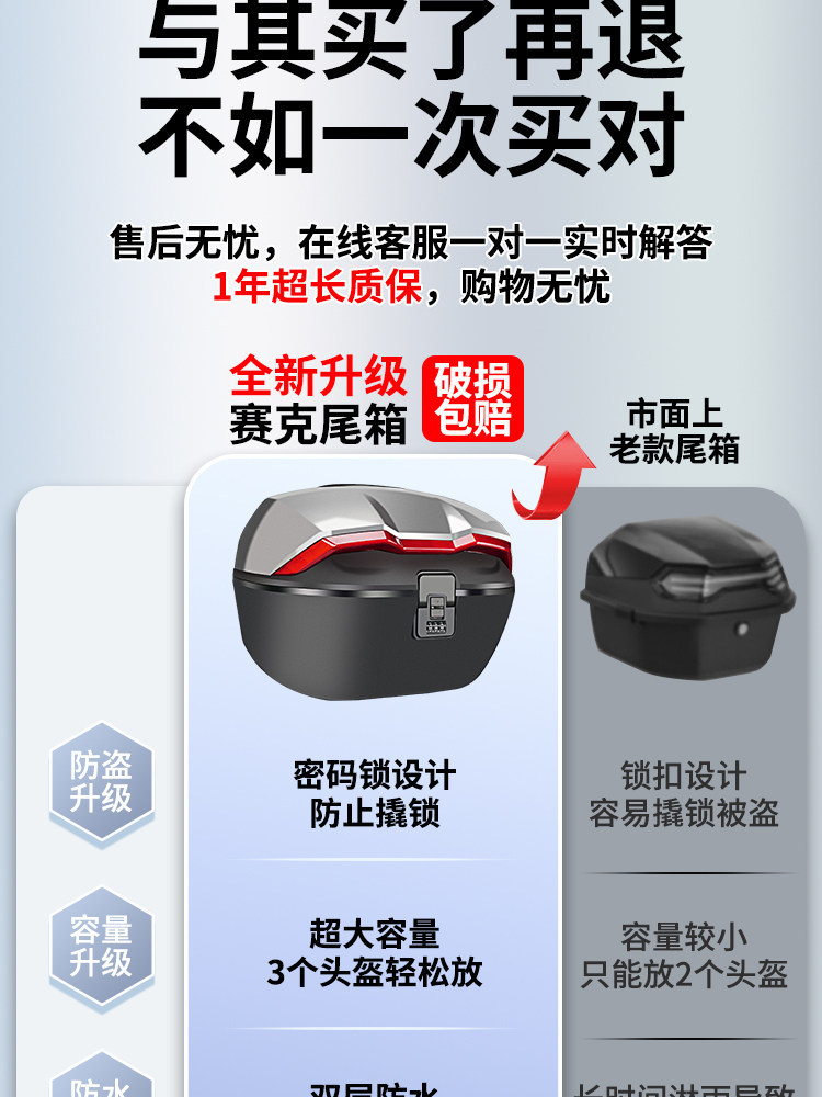 Suitable for Ninebot Yadea Electric Scooter Trunk, Battery Car Password Lock Trunk, Large Capacity Rear Trunk, Universal