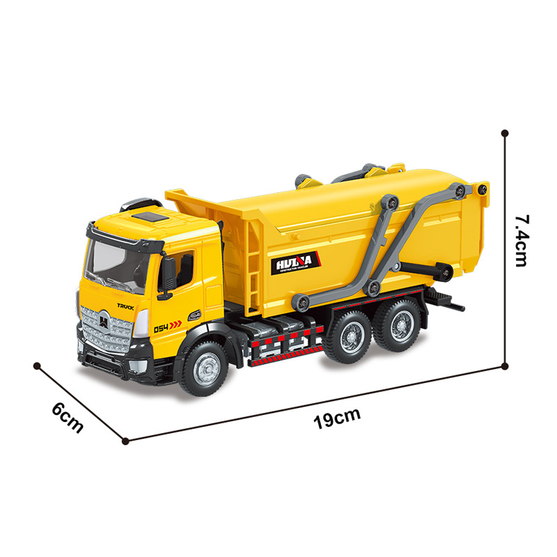 Transfronterizo 1: 50 Modelo estático de alta simulación de camión de residuos deslizante mezclador de volcado ingeniería de camión de transporte de contenedores image 9