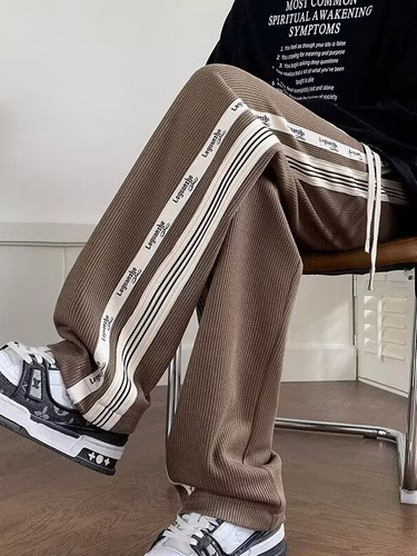 Korean-style vintage loose-fit straight-leg casual pants for men — trendy new summer sports knit sweatpants