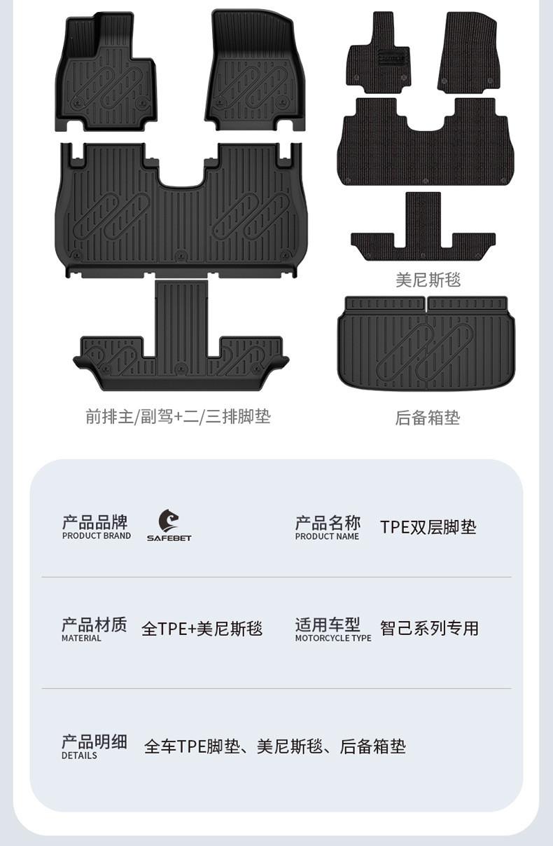 Suitable for the New Zhiji L6 Ls6 Ls8 Ls9 Special Vehicles, All-Weather Tpe Car Floor Mats and Car Accessories