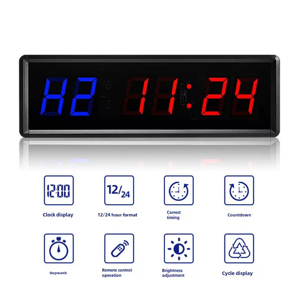 1.5 inch blue red 6-digit exercise cycle interval exercise multi-function countdown clock gym timer