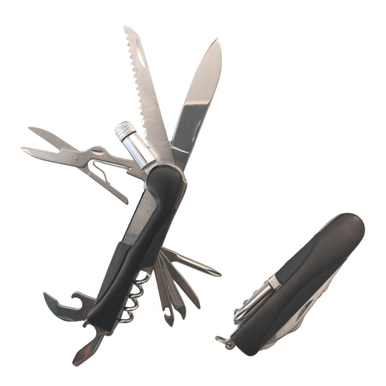 多功能11件带电筒折叠小刀瑞士军刀野营露营旅游必备工具电筒刀