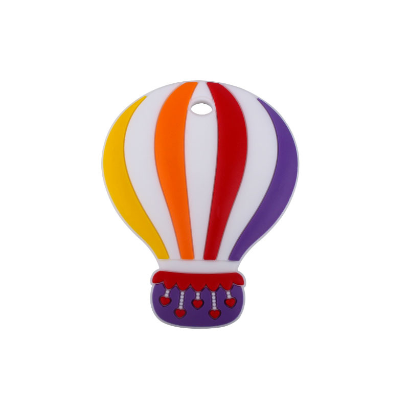 Bebé de dibujos animados colorido globo de aire caliente de silicona teether stick juguete entrenamiento del bebé dientes de molienda palo