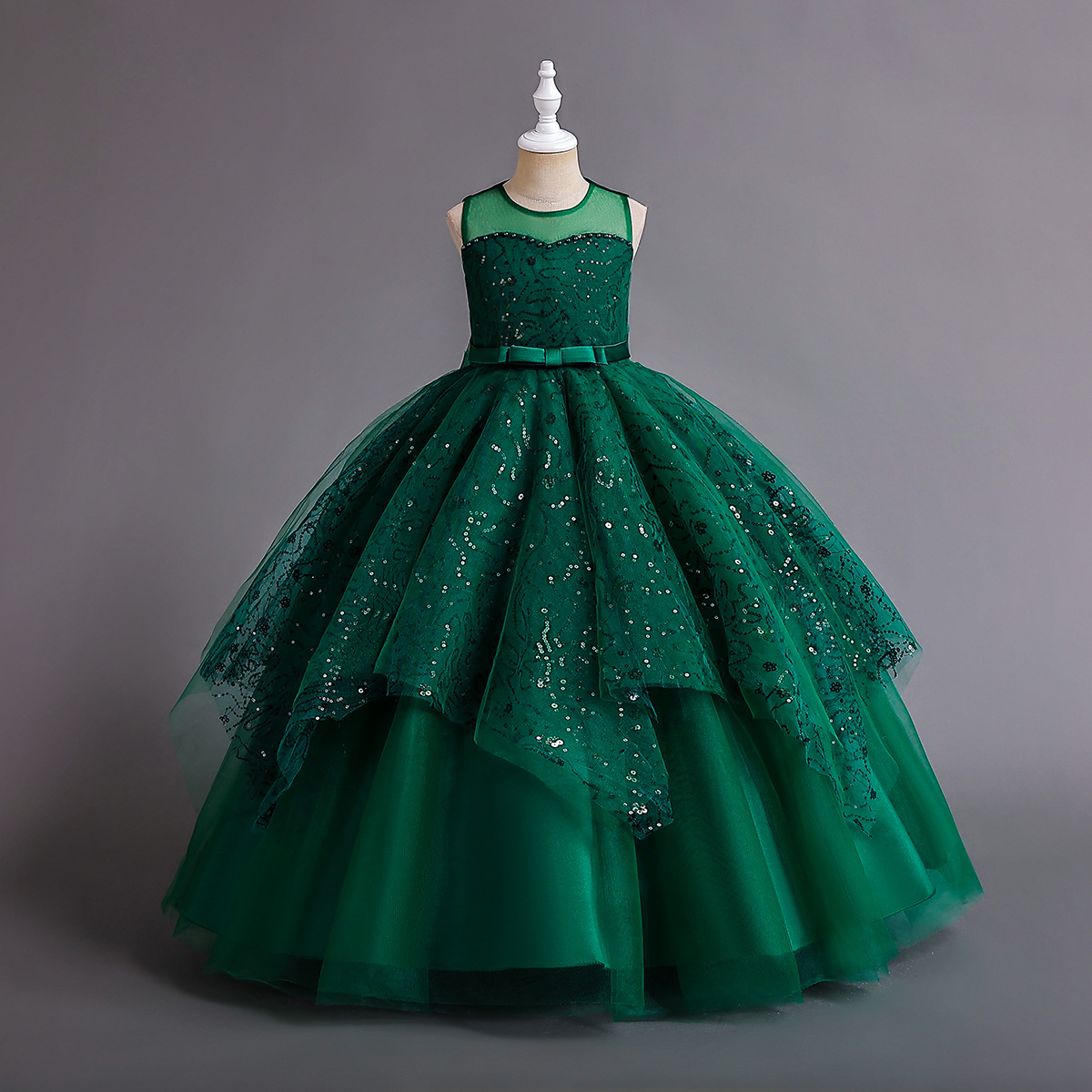 Robe d'été longue en dentelle à fleurs pour filles, tenue de princesse en maille pour enfants du milieu_voghion.com