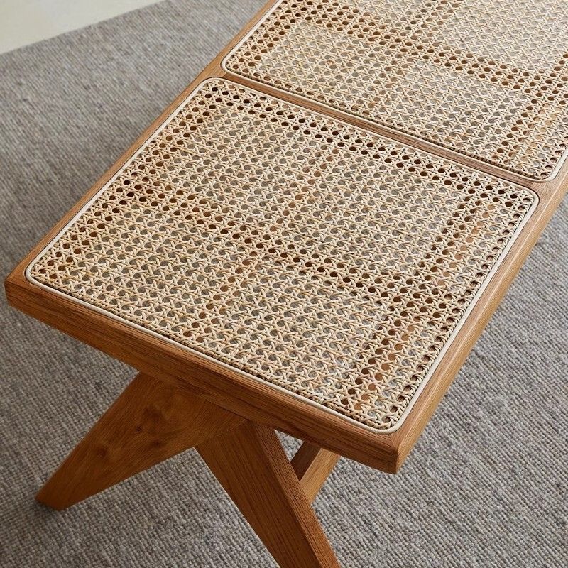 中古の藤編みの長い腰掛けのベッドの尾の腰掛けの試着室の実木の小戸型の藤編みの椅子の民宿の日本式の靴の腰掛け|undefined