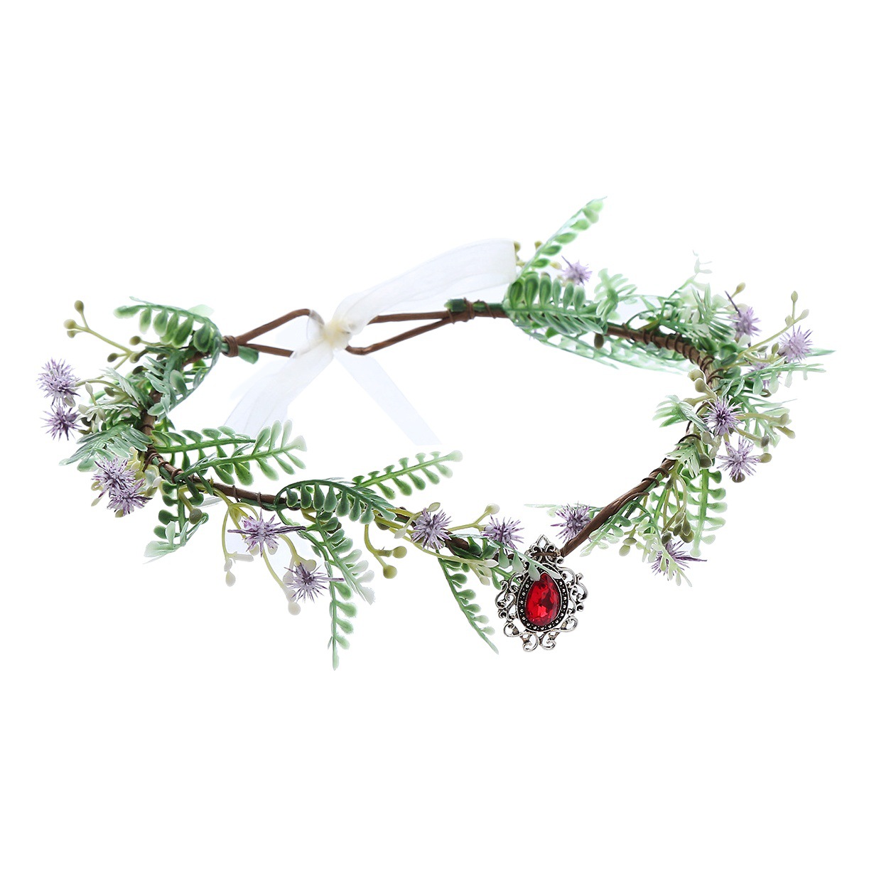 Handmade Forest Flower Crown Headband Wedding Fairy Headdress Crystal Retro Role-Playing Clothing Accessories