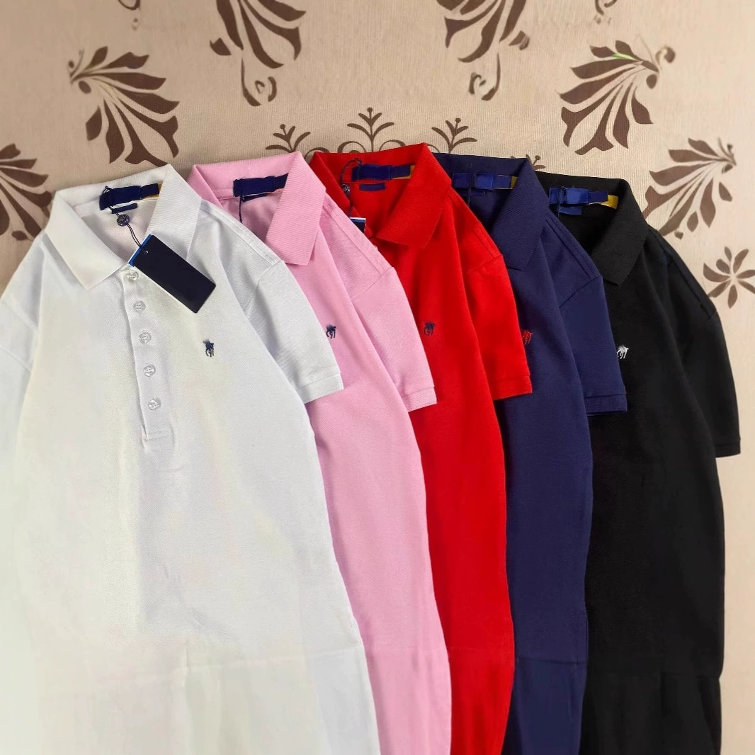 RL Rlaf Pony с вышитым логотипом женская рубашка поло женская хлопчатобумажная ретро тонкая футболка с пятью пуговицами и лацканами с короткими рукавами