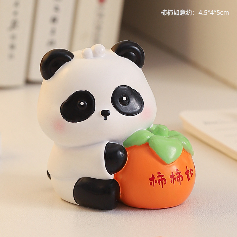 高級感小衆パンダ樹脂置物かわいいオフィスデスクトップ装飾癒しストレス解消女子プレゼント