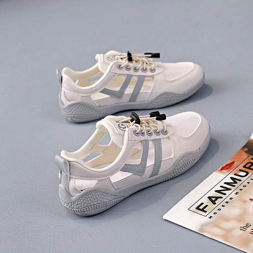 Women's Closed-Toe Sandals, 2025 Summer Hollowed-Out Crocs, Breathable White Board Shoes for Women, Model 105