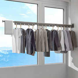 阳台晾衣架折叠晾晒伸缩室内晾衣神器隐藏式晒衣架卫生间晾衣杆