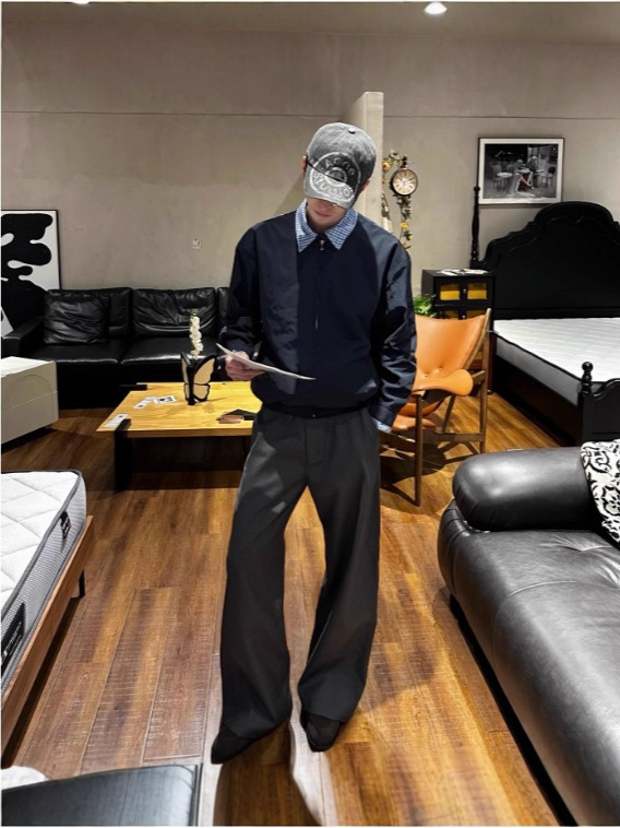 新款假两件miu系卡其藏蓝哈灵顿夹克外套学院风cleanfit老钱风潮|undefined