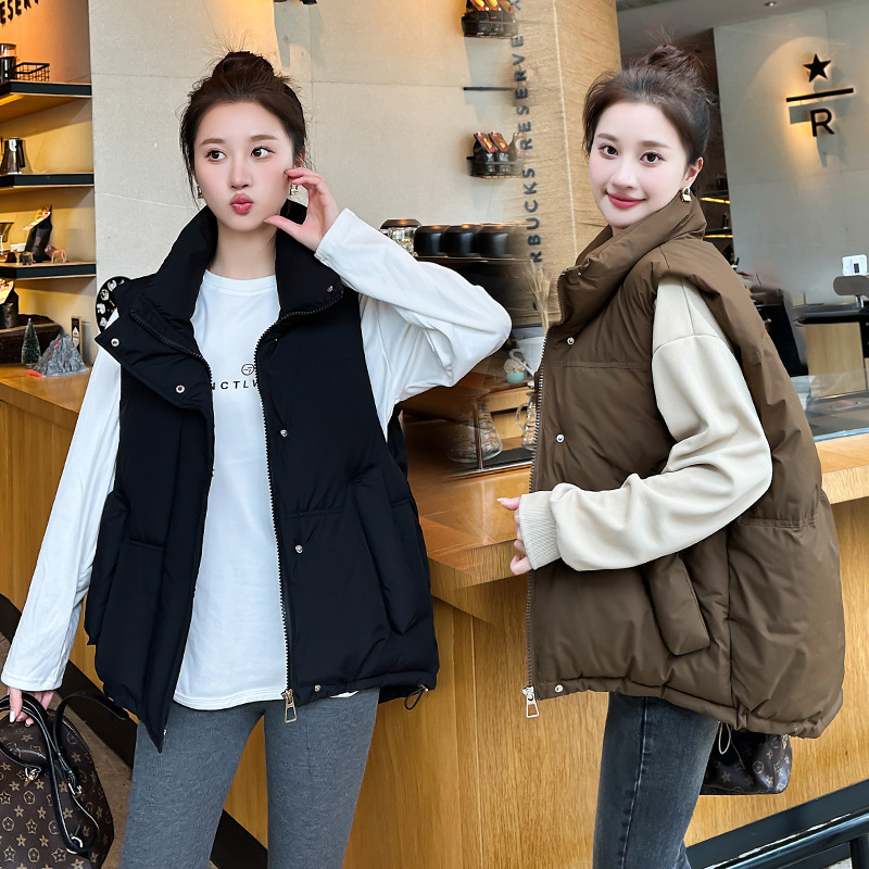 2024 otoño y invierno nuevo chaleco de algodón de plumón corto para mujeres collar grueso chaleco de hombro de camisa casual universal abrazadera image 2