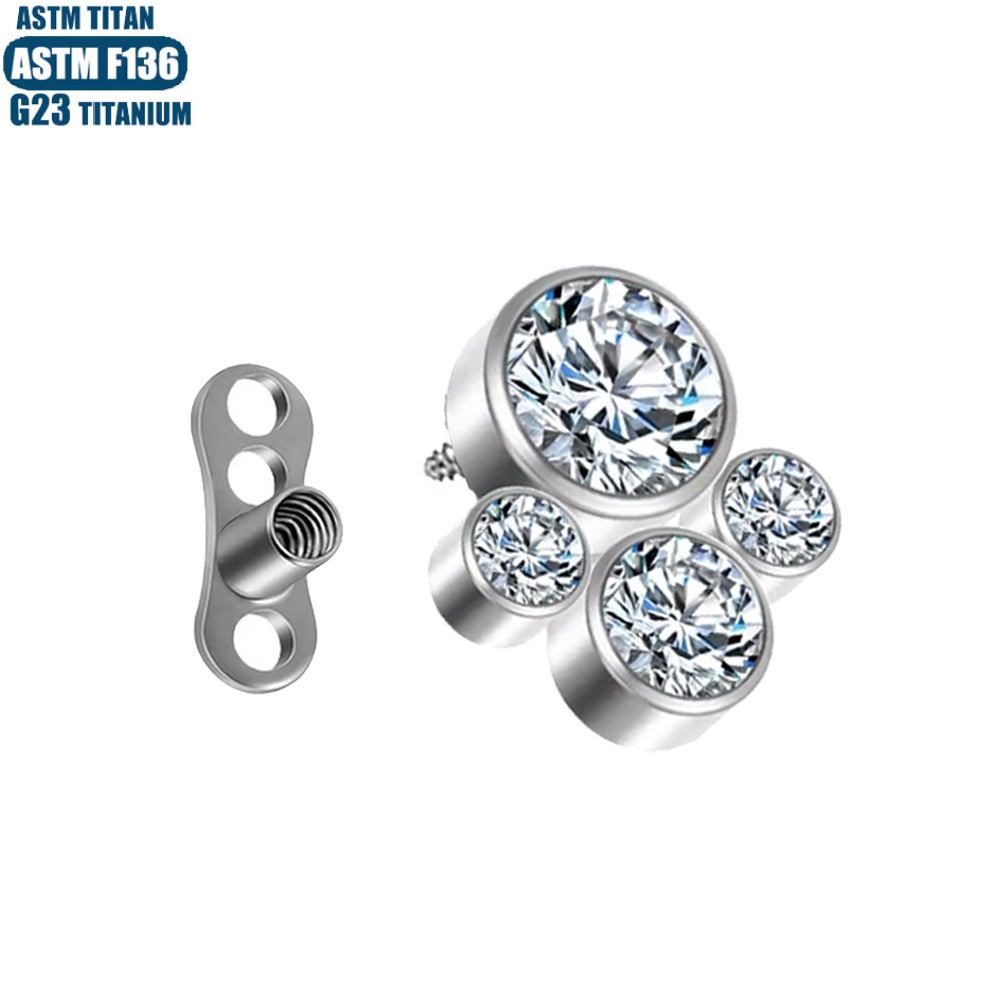 Silver pointed spike labret stud material detail