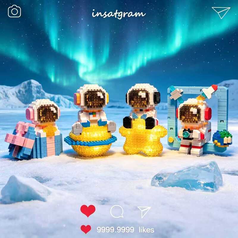Astronaut space man compatible with micro-particle building blocks, children's educational light-up toy, gift for boys and girls Astronaut space man compatible with micro-particle building blocks, children's educational light-up toy, gift for boys and girls