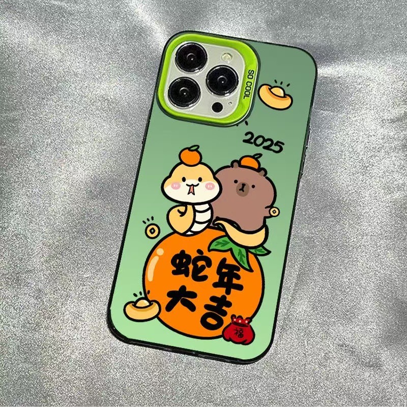 El nuevo año de la serpiente es adecuado para la carcasa del teléfono móvil iphone16 Apple 15promax/14 anti-caída 13pro12 mate