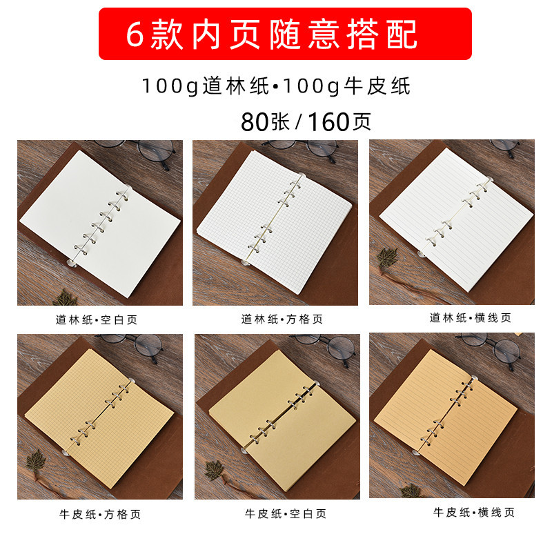 Fabricante en stock Correa Vintage Travel Journal libro de cuero suave cuaderno de hojas sueltas Punch-In sello de viaje LOGO