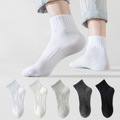 Men's Summer Thin Short Socks Pure Cotton Crew Socks Summer Style Athletic Sweat Absorbent White Socks