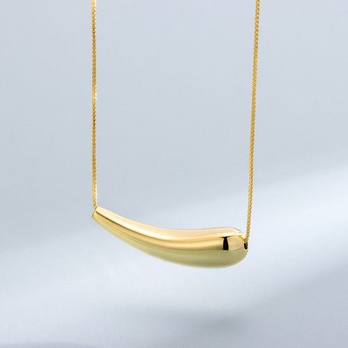 S925 sterling silver pepper eggplant small golden bean pendant Japanese and Korean fashion temperament K gold plated light luxury women's necklace clavicle chain