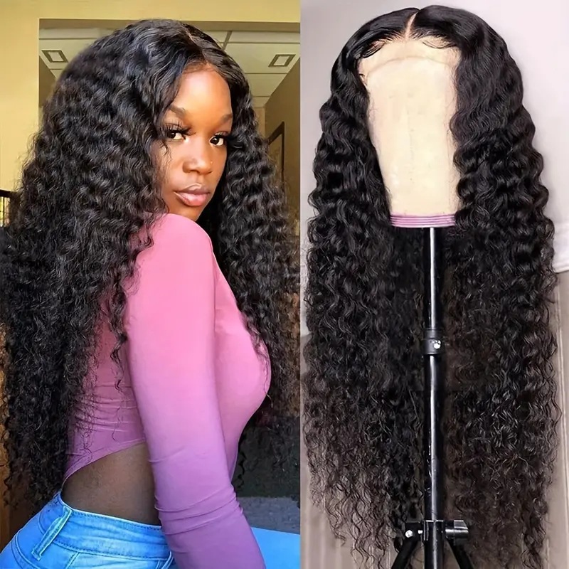 Modische Lace-Front-Perücke mit kleinen Locken im europäisch-amerikanischen Stil, synthetisches Haar mit Body Wave, durchschnittliche Kappengröße, für den täglichen Gebrauch_voghion.com