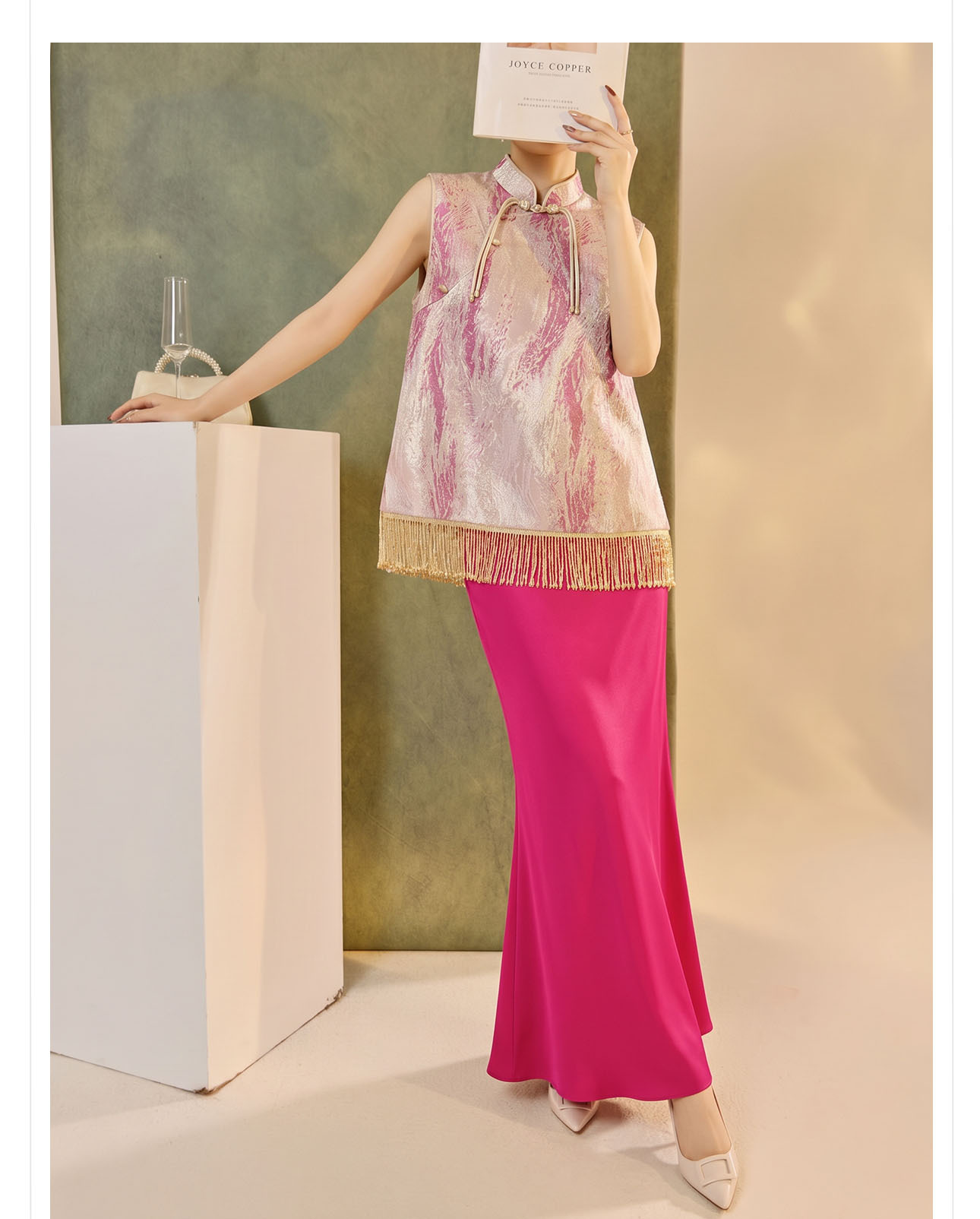 Áo không tay cổ tròn jacquard viền tua mùa hè — Trang chủ chi tiết 6