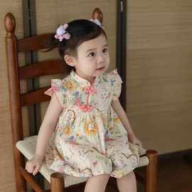 女童连衣裙夏装2025新款国风旗袍裙子宝宝周岁礼服夏季儿童公主裙