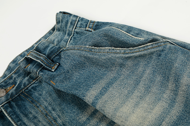 Vintage American Style High Waist Relaxed Fit Cat Whisker Distressed Jeans Comfortable Cotton Denim Pants for Men And Women_mkmklike.com