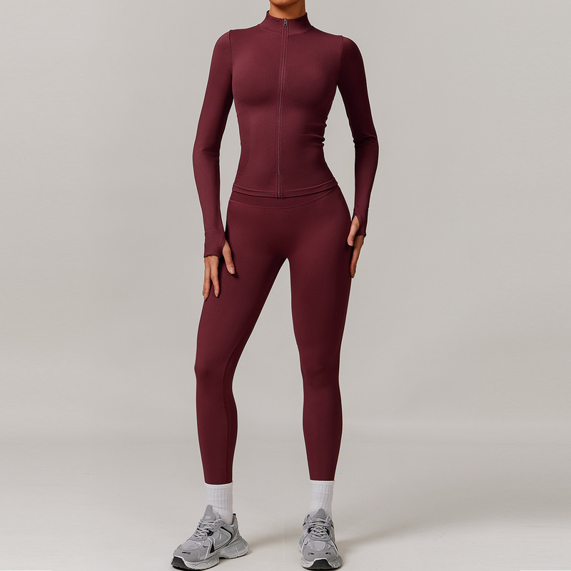 沢創欧米シームレス美背ヨガ服セットランニング速乾ガードルトレーニング服セット女性7137|undefined