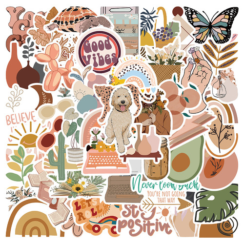 50 Amazon popular bohemian art stickers suitcase notebook guitar waterproof graffiti stickers