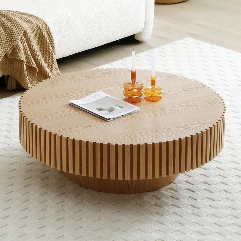 Medieval Style Small Apartment Living Room Solid Wood Coffee Table Gear Round Creative Designer Modern Fashion Small Tea Table