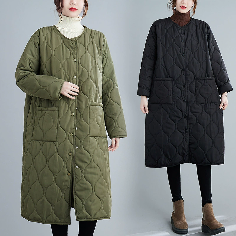 Новая осенне-зимняя женская хлопковая куртка в корейском стиле, свободного кроя, утягивающая, средней длины, больших размеров