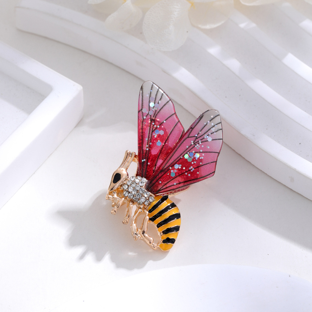 IG Style Bee Alloy Enamel Plating Inlay Rhinestones Unisex Brooches display picture 4