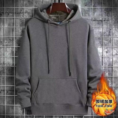 Men's 360g Pure Cotton Hooded Sweatshirt with Fleece Lining for Autumn/Winter, Thick and Warm, Versatile Couple Hoodie Sweatshirt, Loose Outerwear